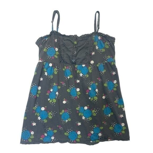Arizona Floral Cami Top Size Medium flower printed camisole tank lace hem - Picture 1 of 7